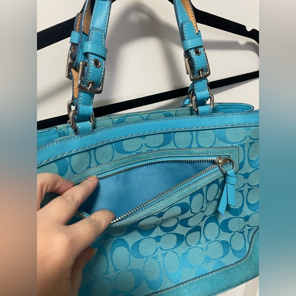 *Vintage* Teal Canvas/Suede Leather Purse - Picture 6 of 16